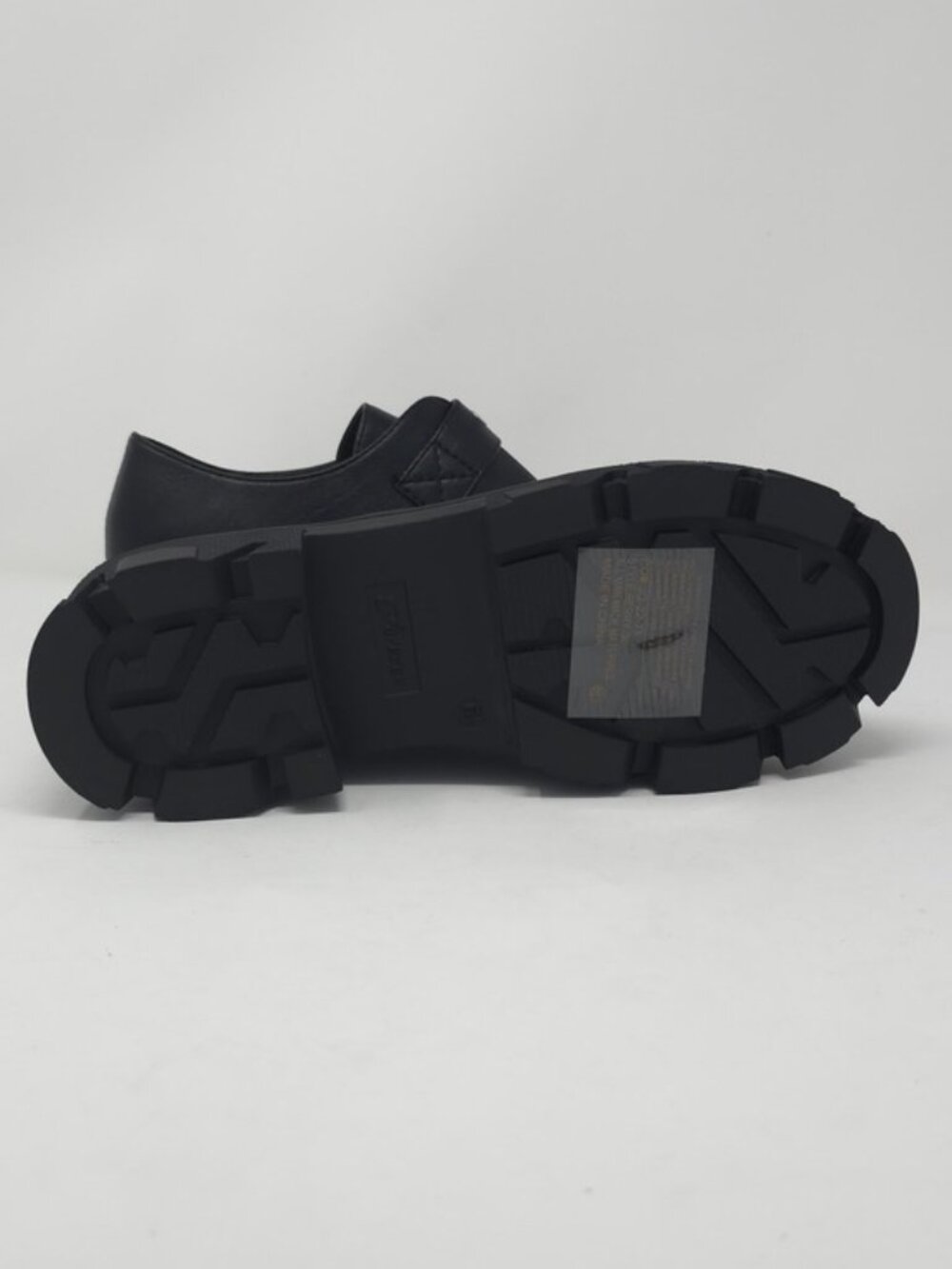 CHARCOAL PU Chunky Platform Loafers Buckle Strap Lug Sole Slip On Casual Trendy - Picture 4 of 10